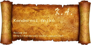 Kenderesi Anikó névjegykártya